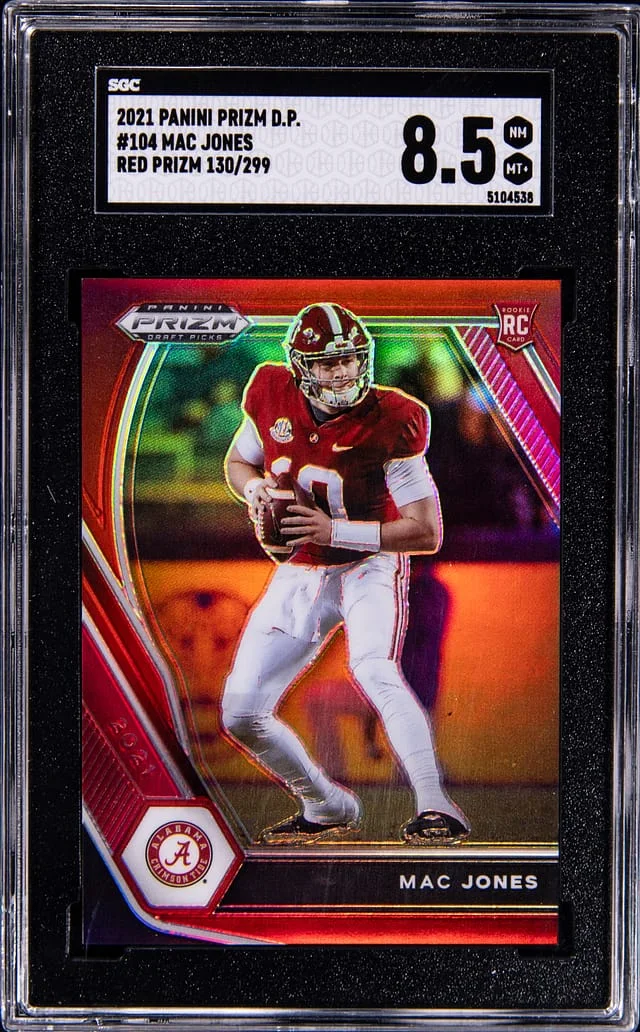 2021 Panini Prizm Draft Picks Mac Jones Ruby Wave #104 card image