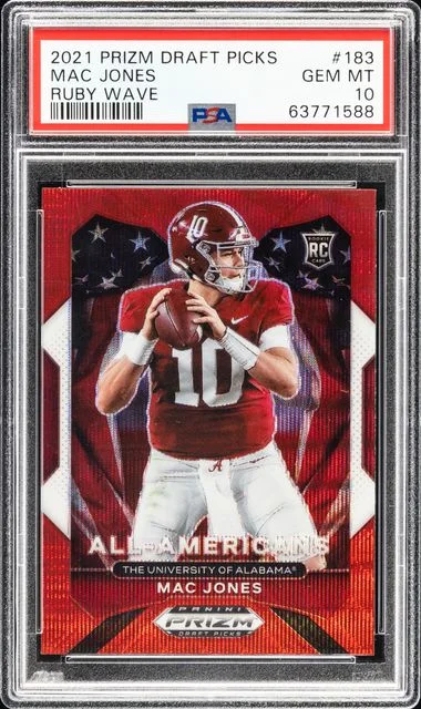 2021 Panini Prizm Draft Picks Mac Jones Ruby Wave #183 card image