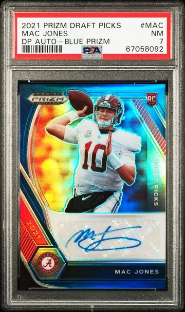 2021 Panini Prizm Draft Picks Mac Jones Autographs Blue Prizm #DPA-MAC card image