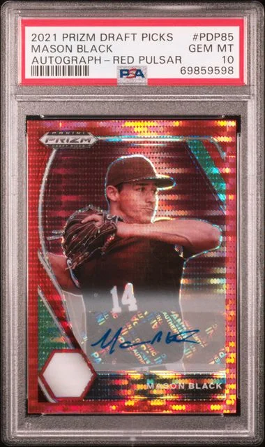 2021 Panini Prizm Draft Picks Mason Autograph Red Pulsar #PDP-85 card image