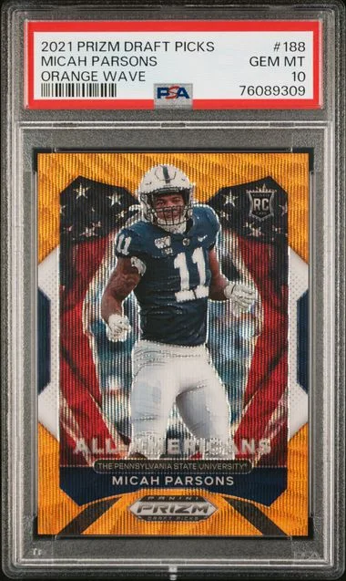 2021 Panini Prizm Draft Picks Micah Parsons Orange Wave #188 card image