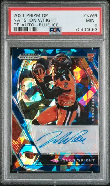 2021 Panini Prizm Draft Picks Nahshon Wright Autographs Blue Ice Prizm #DPA-NWR card image