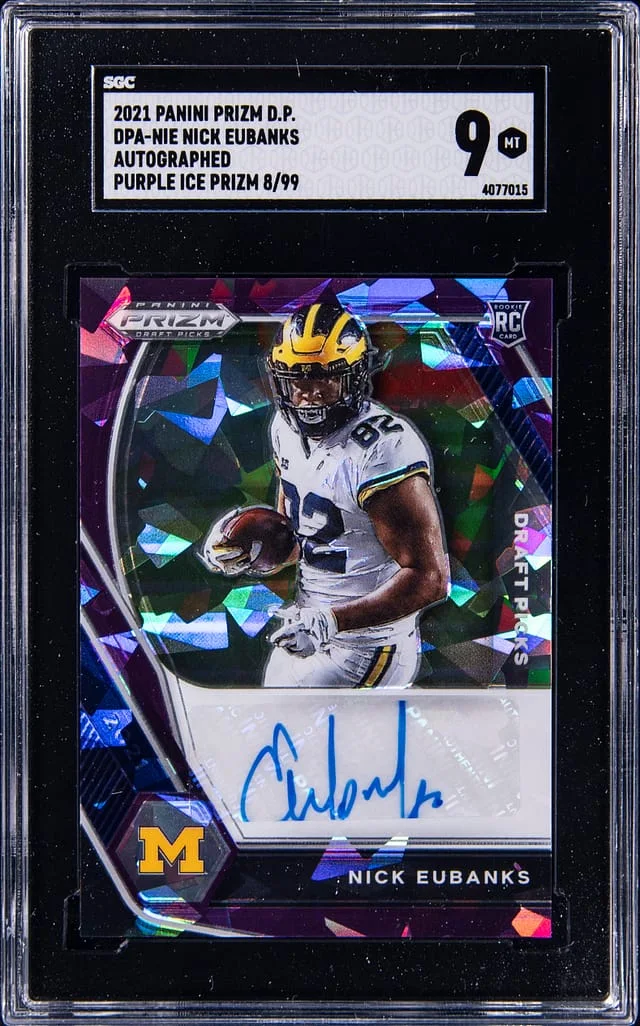 2021 Panini Prizm Draft Picks Nick Eubanks Autographed Purple Ice Prizm #DPA-NIE card image
