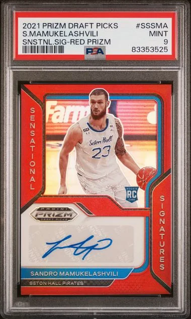 2021 Panini Prizm Draft Picks Sandro Mamukelashvili Sensational Signatures Red Prizm #SSSMA card image