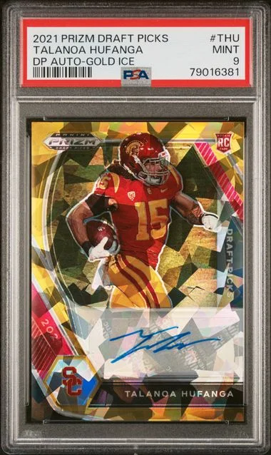 2021 Panini Prizm Draft Picks Talanoa Hufanga Draft Picks Autographs Gold Ice #THU card image