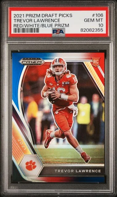 2021 Panini Prizm Draft Picks Trevor Lawrence Gold Ice Prizm #106 card image