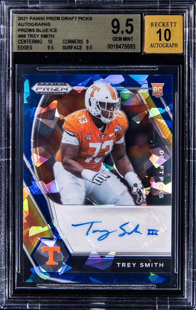 2021 Panini Prizm Draft Picks Trey Smith Blue Ice Autographs #99 card image