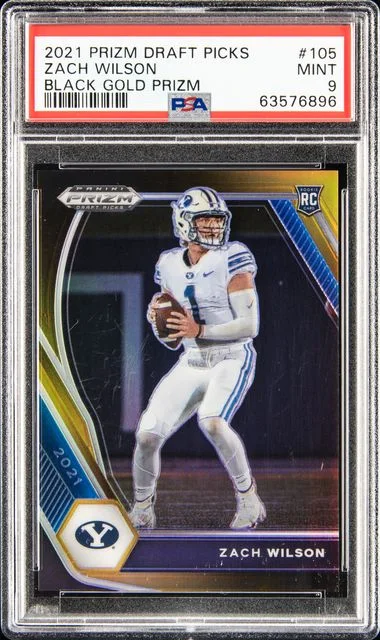 2021 Panini Prizm Draft Picks Zach Wilson Black Gold Prizm #105 card image