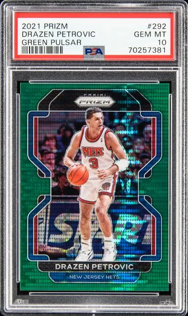 2021 Panini Prizm Drazen Petrovic Green Pulsar #292 card image