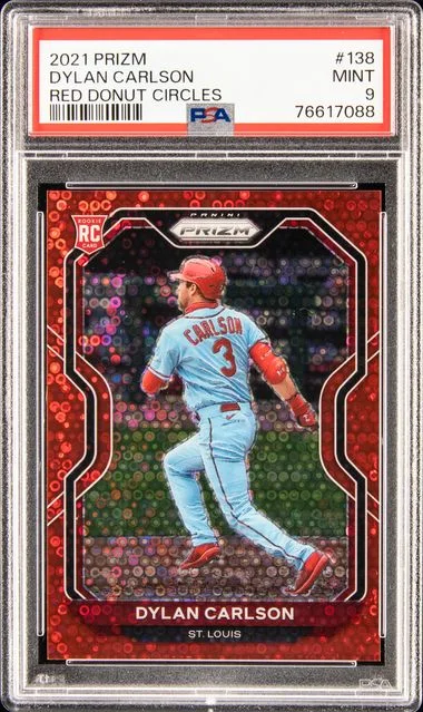 2021 Panini Prizm Dylan Carlson Red Donut Circles #138 card image