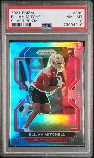 2021 Panini Prizm Elijah Mitchell Silver Prizm #399 card image