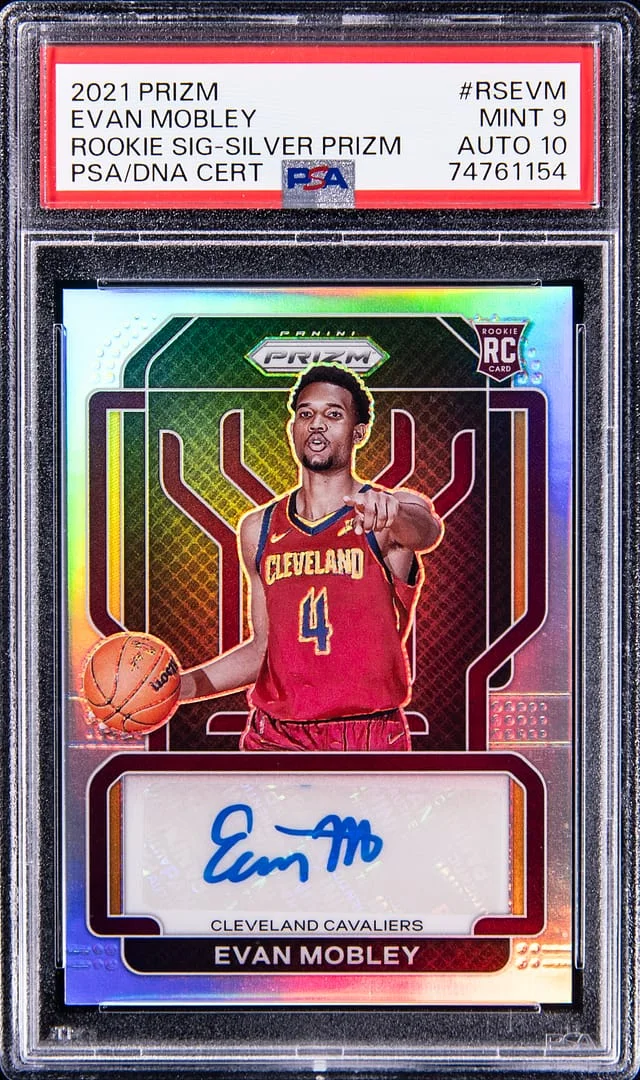 2021 Panini Prizm Evan Mobley Signatures Silver Prizm #RSEVM card image
