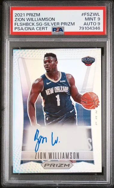 2021 Panini Prizm Flashback Signatures Silver Prizm Fszwl Zion Williamson #no-number card image