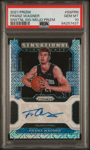 2021 Panini Prizm Franz Wagner Sensational Signatures Mojo Prizm #SSFRN card image