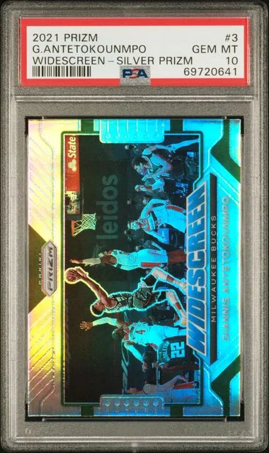 2021 Panini Prizm Giannis Antetokounmpo Widescreen Silver Prizm #3 card image