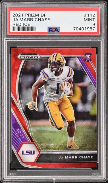 2021 Panini Prizm Ja'Marr Chase Red/White/Blue Prizm #112 card image