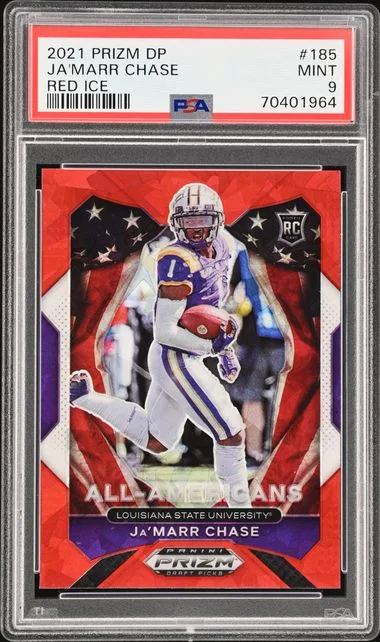 2021 Panini Prizm Ja'Marr Chase Red Ice Prizm #185 card image