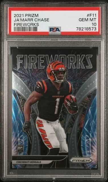2021 Panini Prizm Ja'Marr Chase Fireworks #F11 card image