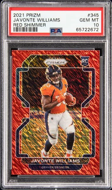 2021 Panini Prizm Javonte Williams Red Shimmer #345 card image
