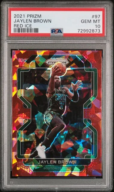 2021 Panini Prizm Jaylen Brown Red Ice #97 card image