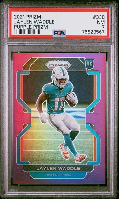 2021 Panini Prizm Jaylen Waddle Green Ice #338 card image