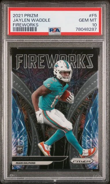 2021 Panini Prizm Jaylen Waddle Fireworks #F5 card image