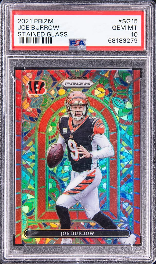 2021 Panini Prizm Joe Burrow Stained Glass #SG-15 card image