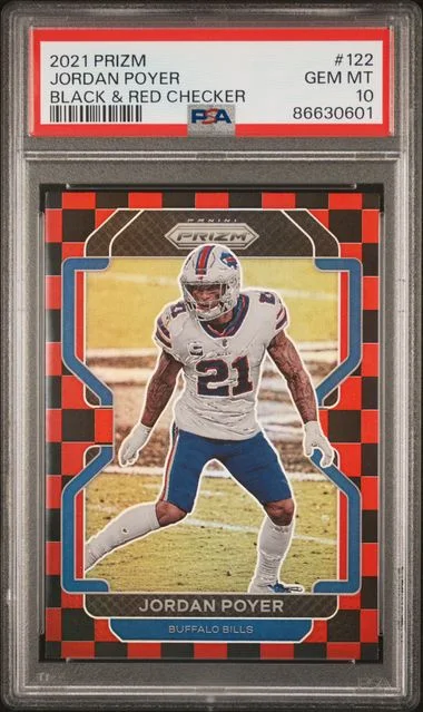 2021 Panini Prizm Jordan Poyer Black & Red Checker #122 card image