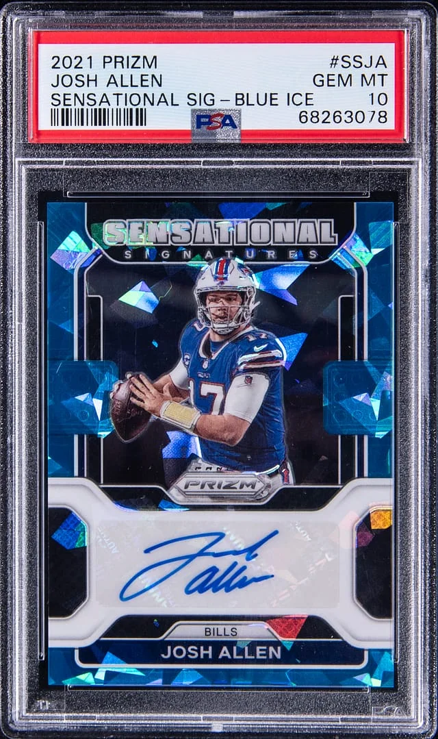 2021 Panini Prizm Josh Allen Sensational Signature Blue Ice #SS-JA card image
