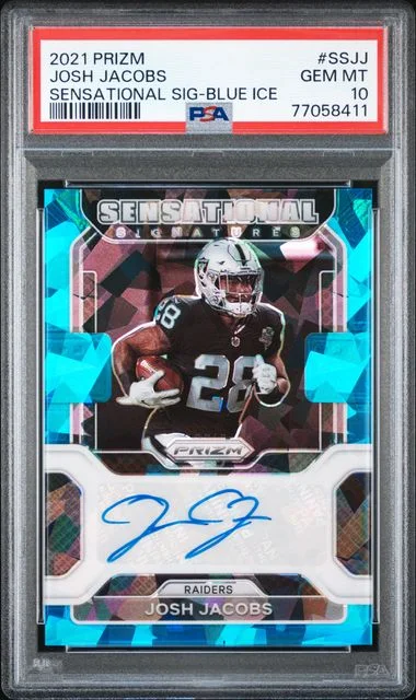 2021 Panini Prizm Josh Jacobs Sensational Signatures Blue Ice #SS-JJ card image