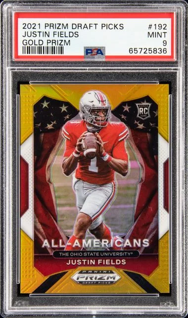 2021 Panini Prizm Justin Fields Gold Prizm #192 card image