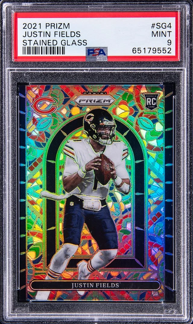 2021 Panini Prizm Justin Fields Stained Glass #SG4 card image