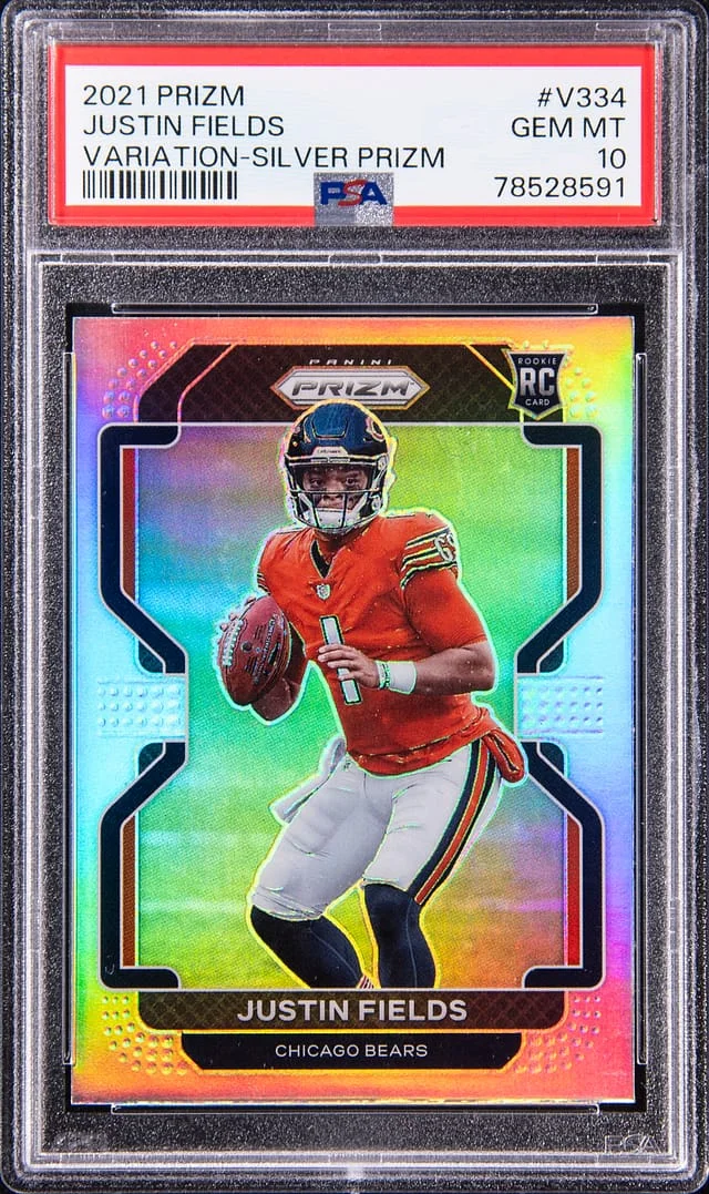 2021 Panini Prizm Justin Fields Variation Silver Prizm #V-334 card image