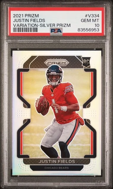 2021 Panini Prizm Justin Fields Variation Silver Prizm #V334 card image