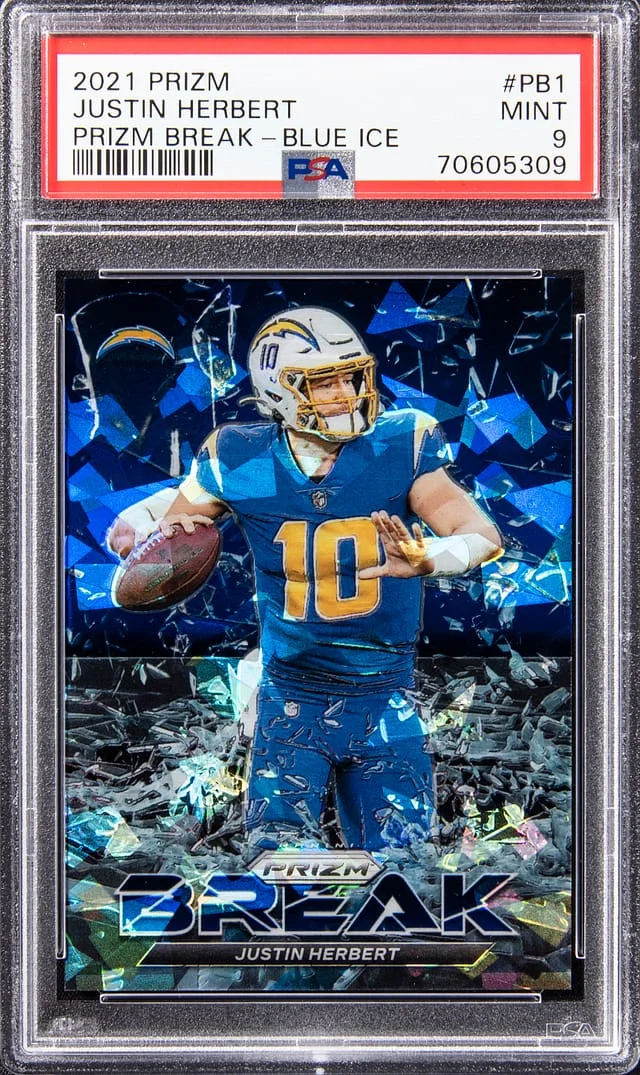 2021 Panini Prizm Justin Herbert Break Blue Ice #PB-1 card image