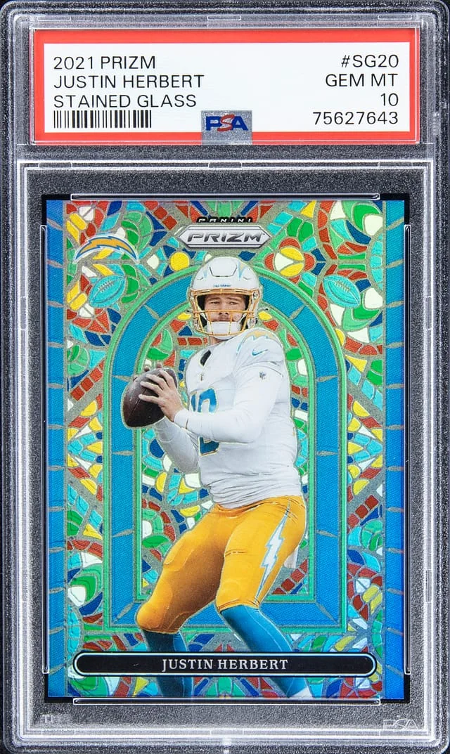 2021 Panini Prizm Justin Herbert Stained Glass #SG20 card image