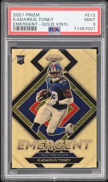2021 Panini Prizm Kadarius Toney Emergent Gold Vinyl #E-12 card image
