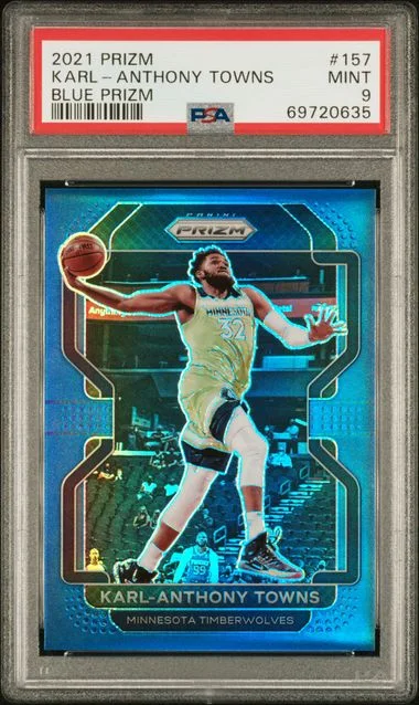 2021 Panini Prizm Karl-Anthony Towns Blue Prizm #157 card image