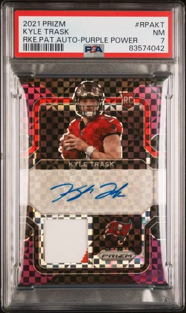 2021 Panini Prizm Kyle Trask Patch Autographs Purple Power #RPAKT card image
