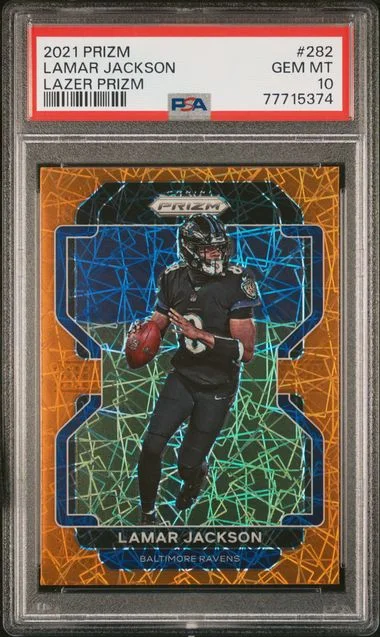 2021 Panini Prizm Lamar Jackson Lazer Prizm #282 card image
