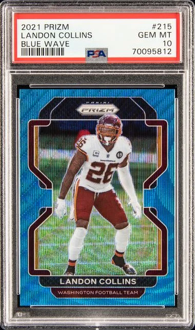 2021 Panini Prizm Landon Collins Blue Wave Prizm #215 card image