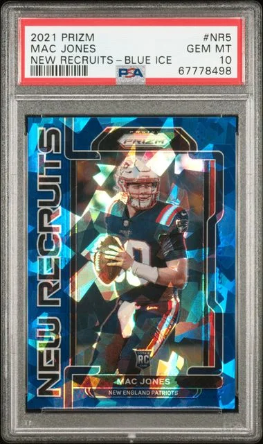 2021 Panini Prizm Mac Jones New Recruits Blue Ice #NR-5 card image