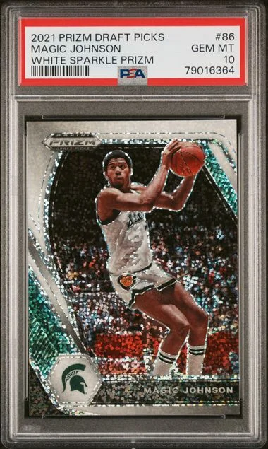 2021 Panini Prizm Magic Johnson White Sparkle Prizm #86 card image