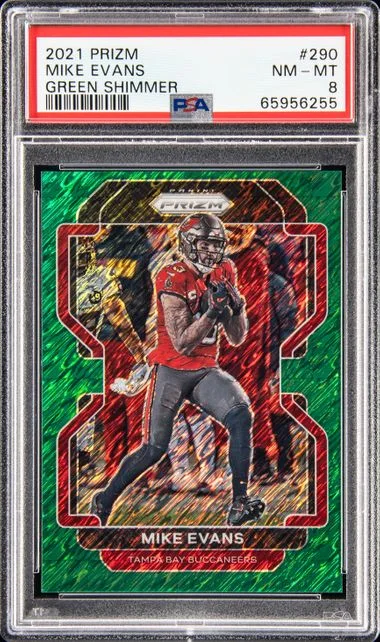 2021 Panini Prizm Mike Evans Green Shimmer #290 card image