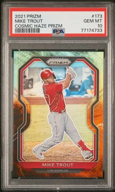 2021 Panini Prizm Mike Trout Cosmic Haze Prizm #173 card image