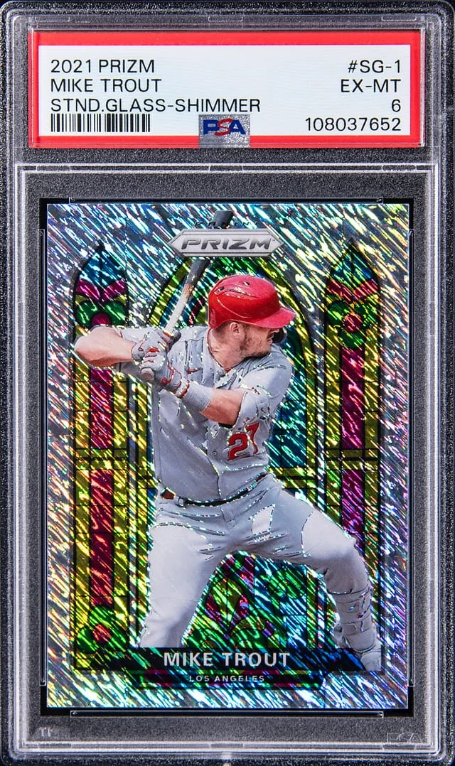 2021 Panini Prizm Mike Trout Stained Glass Shimmer #SG-1 card image