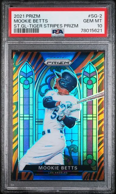 2021 Panini Prizm Mookie Betts Stained Glass Tiger Stripes Prizm #SG-2 card image