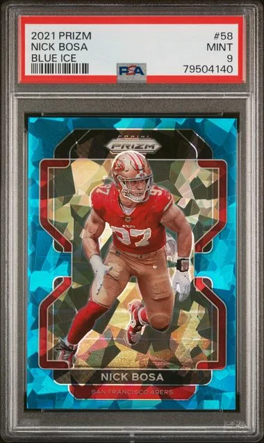 2021 Panini Prizm Nick Bosa Blue Ice #58 card image