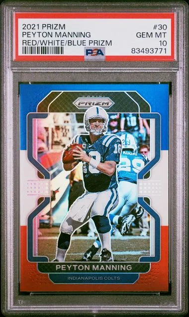 2021 Panini Prizm Peyton Manning Red/White/Blue Prizm #30 card image
