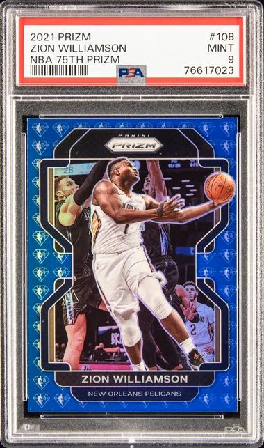 2021 Panini Prizm Prizm 108 Zion Williamson NBA #75Th card image